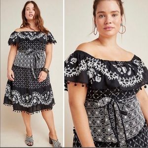 A+ Anthropologie Marisol Black White Dress 24W